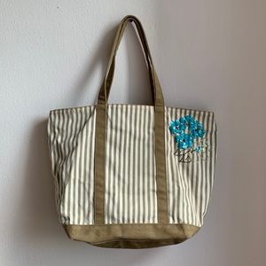 Janeville tote bag w/blue sequin flower